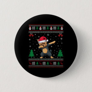 Bóton Redondo 5.08cm Dabbing Yorkie Dog Santa Hat Garotas Crianças Chri