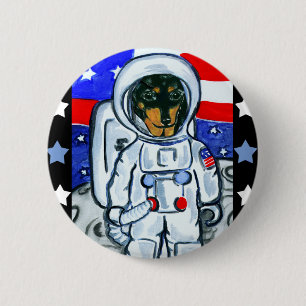 Bóton Redondo 5.08cm dachshund astronauta