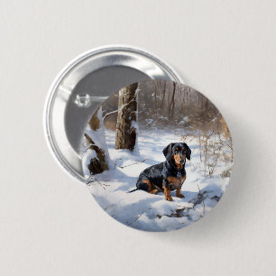 Bóton Redondo 5.08cm Dachshund Deixe Nevar Natal