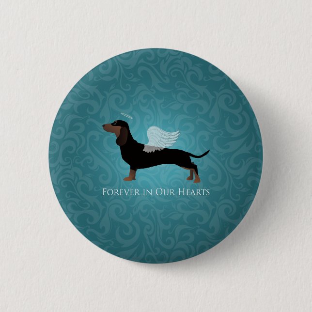 Bóton Redondo 5.08cm Dachshund - Design Memorial Pet Loss (Frente)