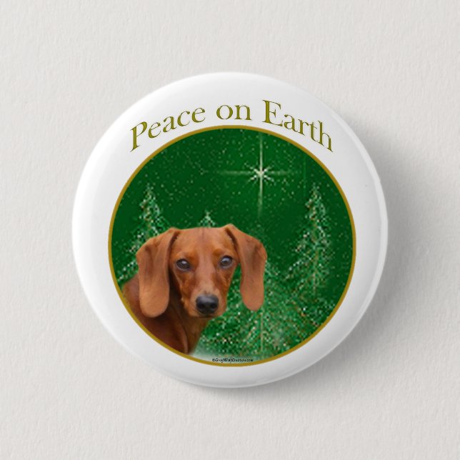 Bóton Redondo 5.08cm Dachshund Peace on Earth - Button (Frente)