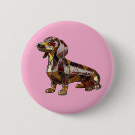 Bóton Redondo 5.08cm Dachshund Stained Glass Button