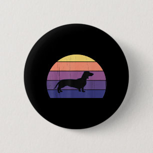 Bóton Redondo 5.08cm Dachshunds Cool Retro Pôr do Sol_ Ótimo Dachshund