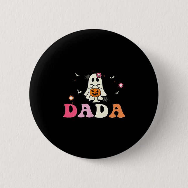 Bóton Redondo 5.08cm Dada Ghost Boo One Soky Dad First Halloween Birthd (Frente)