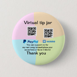 Bóton Redondo 5.08cm Dádiva virtual jar q r código doação de moeda PayP