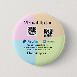 Bóton Redondo 5.08cm Dádiva virtual jar q r código doação de moeda PayP