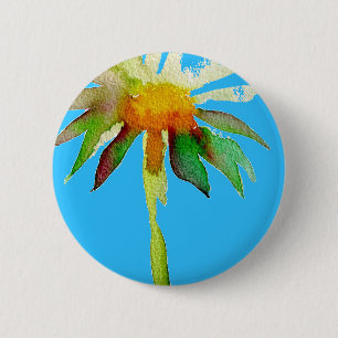 Bóton Redondo 5.08cm Daisy Blue Modern Art flower