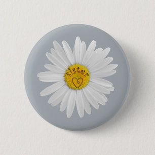 Bóton Redondo 5.08cm Daisy Flower For Sister Art Customize Background