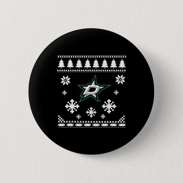 Bóton Redondo 5.08cm Dallas Stars Ugly Christmas Sweater Holidaze (Frente)