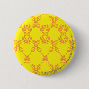 Bóton Redondo 5.08cm Damasco amarelo alaranjado