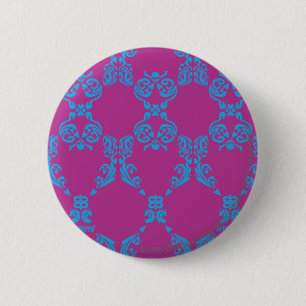 Bóton Redondo 5.08cm Damasco Aqua-Roxo