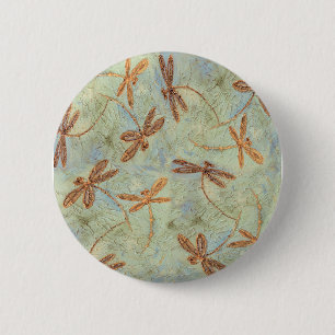 Bóton Redondo 5.08cm Dança de Dragonfly Dourada