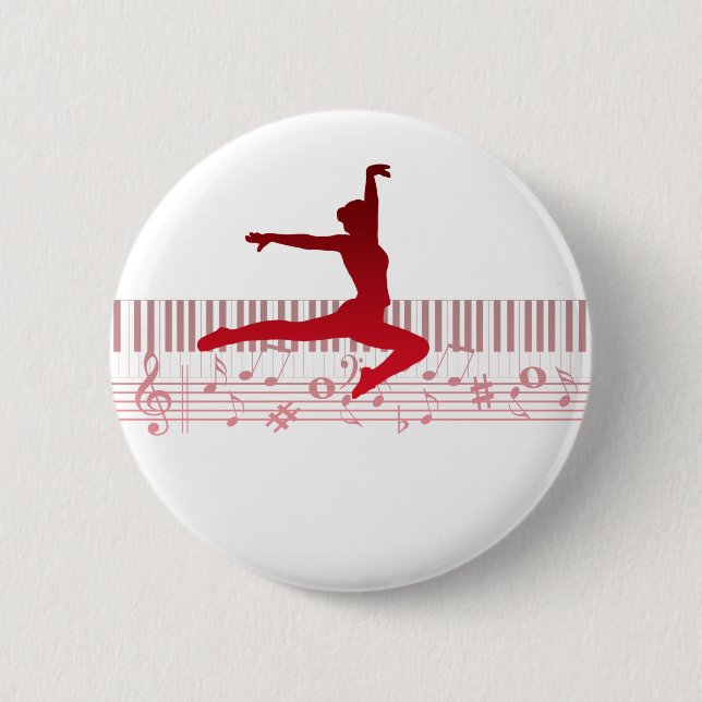 Bóton Redondo 5.08cm dançarina de balé em um teclado (Frente)