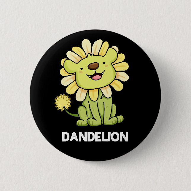 Bóton Redondo 5.08cm Dandelion Funny Lion Pun Dark BG (Frente)