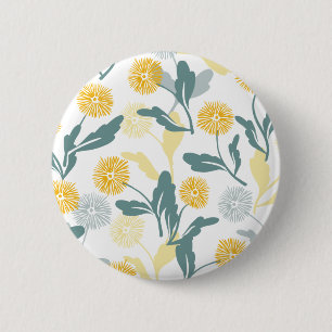 Bóton Redondo 5.08cm Dandelion, padrão floral, branco