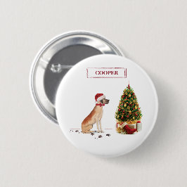 Bóton Redondo 5.08cm Dane Grande Cachorro Engraçado de Natal com Árvore