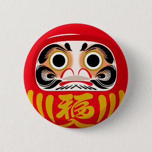 Bóton Redondo 5.08cm Daruma doll (tradicional charme japonês de sorte)