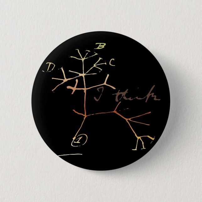 Bóton Redondo 5.08cm Darwin, eu penso a árvore da vida (Frente)