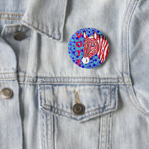 Bóton Redondo 5.08cm Das listras brancas da zebra um voto vermelho