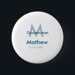 Bóton Redondo 5.08cm data de letra do nome do padrinho de casamento azu<br><div class="desc">design</div>