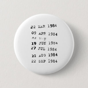 Bóton Redondo 5.08cm Data de vencimento dos carimbos da biblioteca 1984