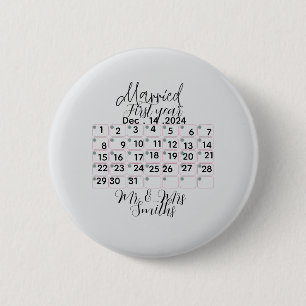 Bóton Redondo 5.08cm Data do Calendário Casado Personalizado