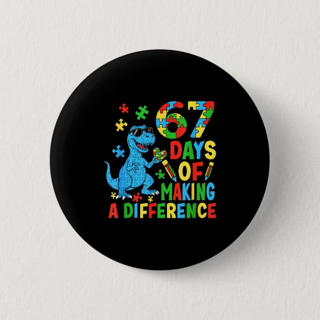Bóton Redondo 5.08cm Days Of Making A Difference Dinosaur Autism Teache (Frente)