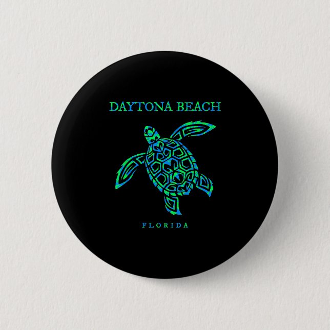 Bóton Redondo 5.08cm Daytona Beach Florida Sea Turtle Boys Girls Toddle (Frente)