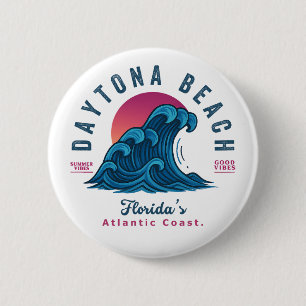 BÓTON REDONDO 5.08CM DAYTONA BEACH FLORIDA SUMMER WAVES VACAÇÃO