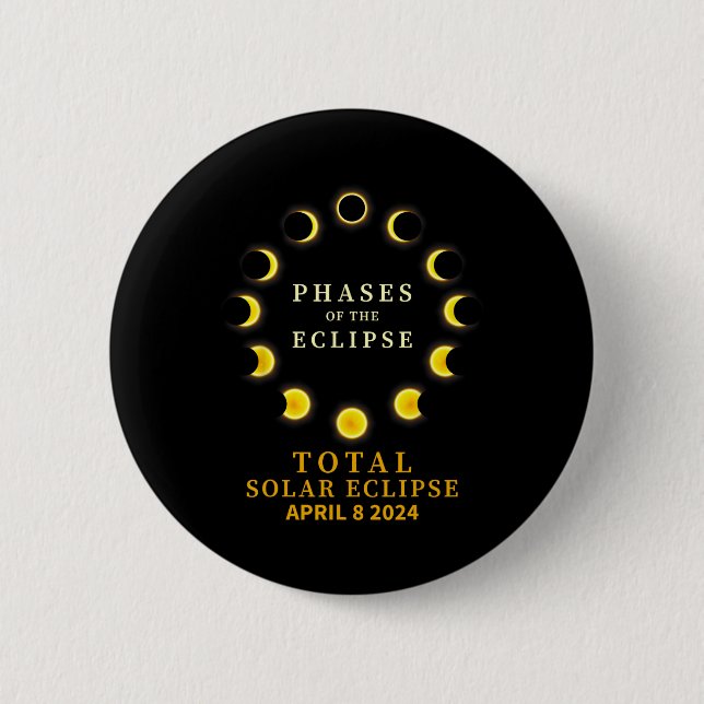 Bóton Redondo 5.08cm De Eclipse Solar Total 8 De Abril (Frente)