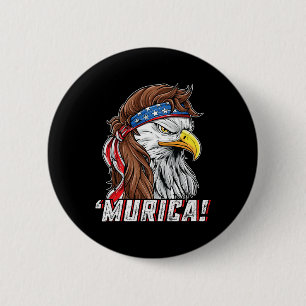 Bóton Redondo 5.08cm De Julho Bald Eagle Mullet Murica Usa Usa Merica