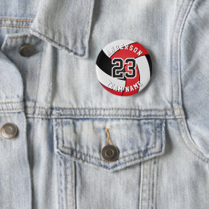 Bóton Redondo 5.08cm 🏐 de Voleibol Vermelho, Negro e Branco