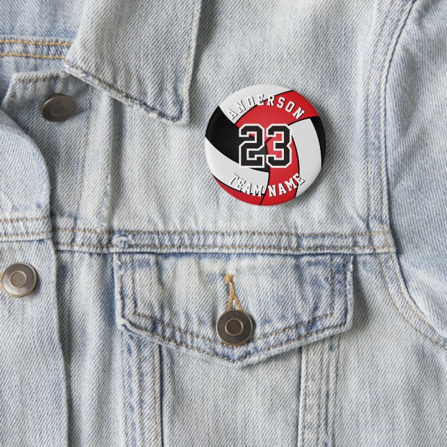 Bóton Redondo 5.08cm 🏐 de Voleibol Vermelho, Negro e Branco (In Situ)