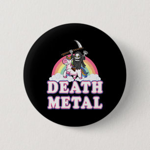 Bóton Redondo 5.08cm Death Metal Funny Rainbow Grim Reaper Unicorn Shir