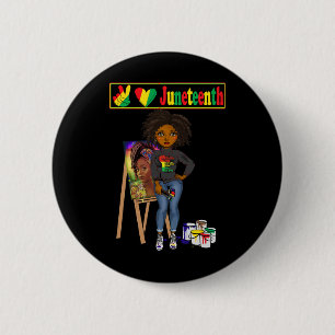 Bóton Redondo 5.08cm Décima Junta de Mulheres Negras Melanin Peace Love