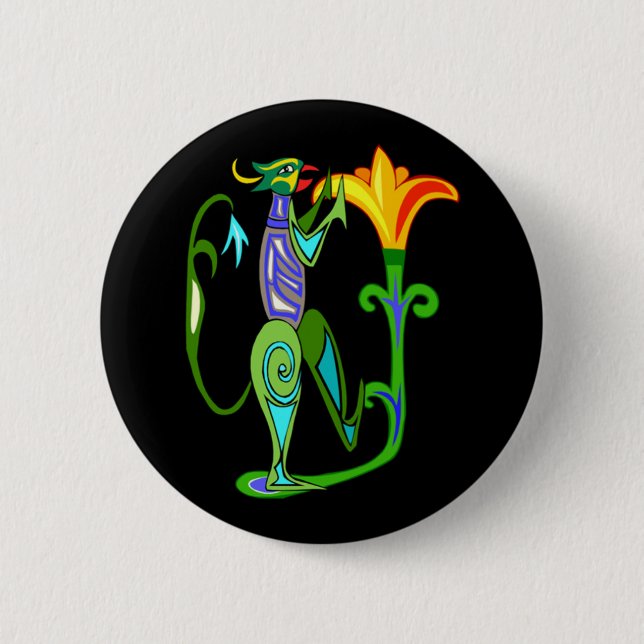 Bóton Redondo 5.08cm Deco De Arte Egípcio Com Botão Flor De Lotus (Frente)