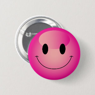 Bóton Redondo 5.08cm Decora Rosa Quente Bonita Kei Sorrindo Emoji