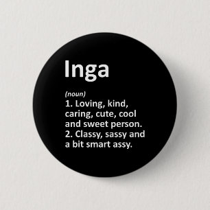 Bóton Redondo 5.08cm Definição de Inga Nome Personalizado Piada Anivers