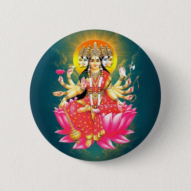 Bóton Redondo 5.08cm Deidade Hindu Gayatri Devi (Frente)