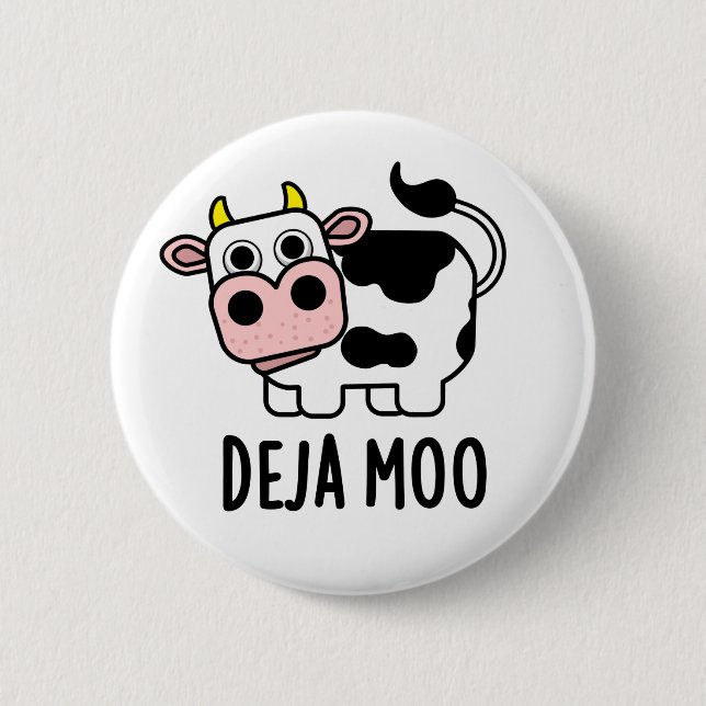Bóton Redondo 5.08cm Deja Moo Funny Cow Pun (Frente)
