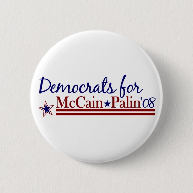 Bóton Redondo 5.08cm Democratas para McCain Palin (Frente)
