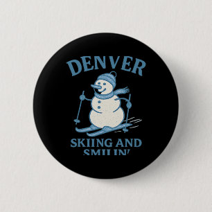 Bóton Redondo 5.08cm Denver Colorado Skiing E Smilin Snowman