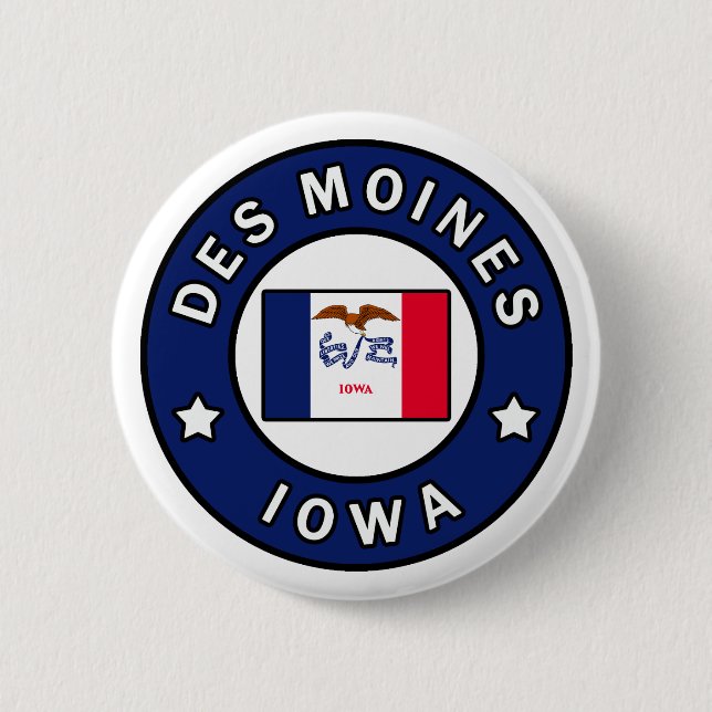 Bóton Redondo 5.08cm Des Moines Iowa (Frente)