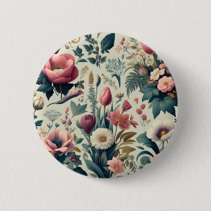 Bóton Redondo 5.08cm Descubra o Padrão Botânico Floral de Primavera Inc