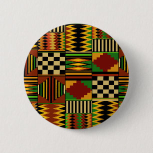 Bóton Redondo 5.08cm Desenho Africano de Tecido Kente Real