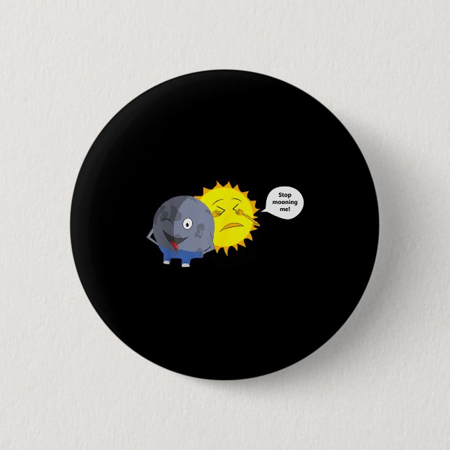 Bóton Redondo 5.08cm Desenho Animado de Eclipse Solar para Crianças (Frente)