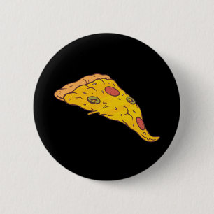Bóton Redondo 5.08cm Desenho de Cartoon de uma Fatia de Pizza Gostosa