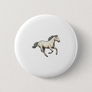 Bóton Redondo 5.08cm Desenho de Cavalo Appaloosa Correndo Gravado Antig