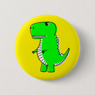Bóton Redondo 5.08cm Desenho de Dinossauro Verde Amarelo