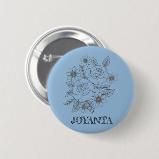Bóton Redondo 5.08cm Desenho de flor personalizado branco Joyanta